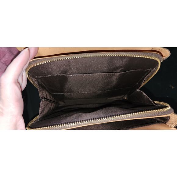 EL PORTAL Shoulder Bag Medium Purse Leather Trim and Strap - Picture 3 of 10